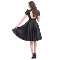 Belle Poque Hollowed Back Kurzarm Schwarz 50s Swing Kleid Retro Pin Up Kleid Vintage Kleid BP000025-1